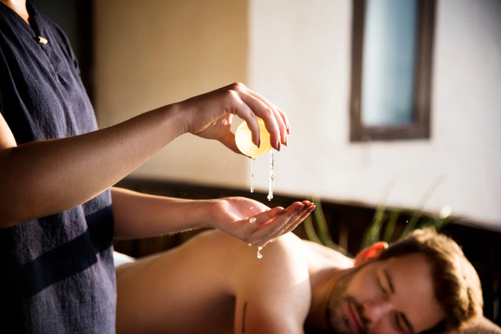 Abhyanga oil massage as part of Ayurvedic skincare for glowing skin