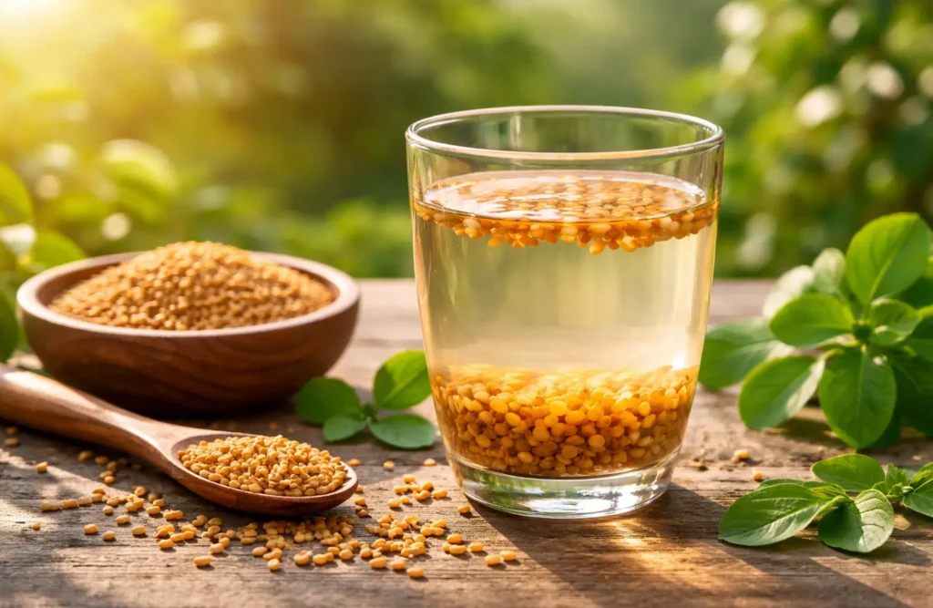 methi water benefits for weight loss and blood sugar control with soaked fenugreek seeds