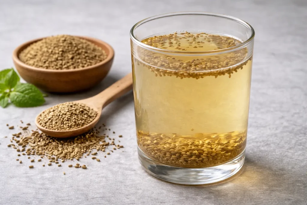 Ajwain water drink for Ayurvedic drinks for belly fat loss and bloating relief