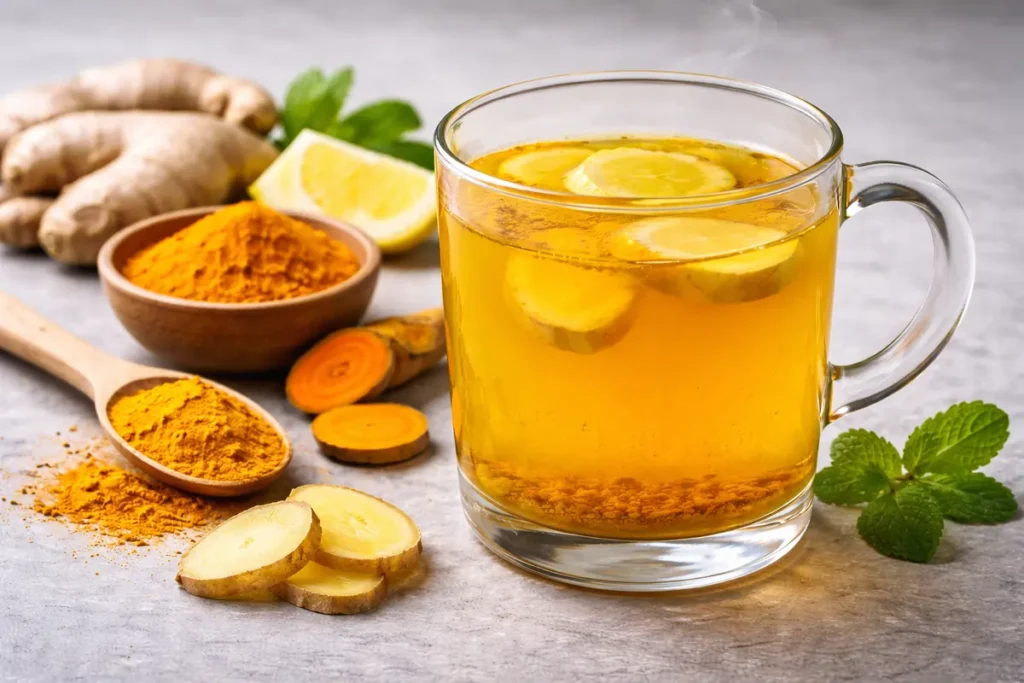 Ginger turmeric drink for Ayurvedic drinks for belly fat loss and immunity boost