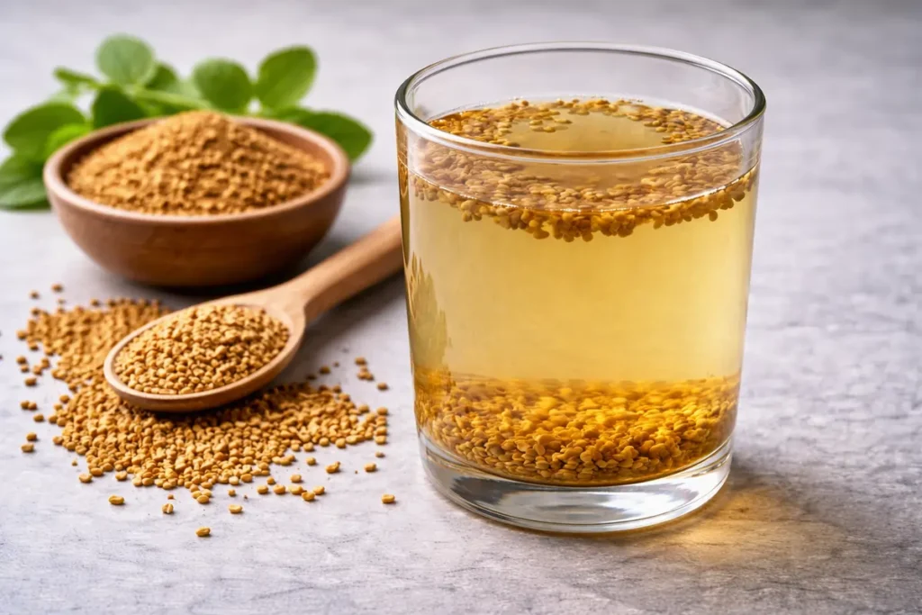 Fenugreek methi water for Ayurvedic drinks for belly fat loss and appetite control