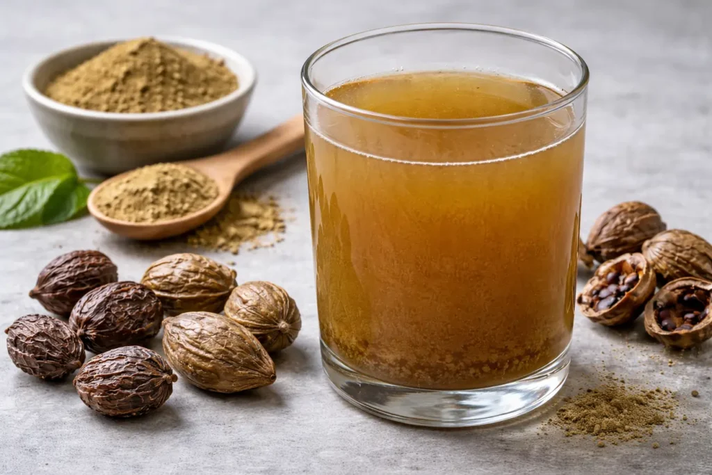 Triphala water Ayurvedic drink for belly fat loss and natural detox cleansing