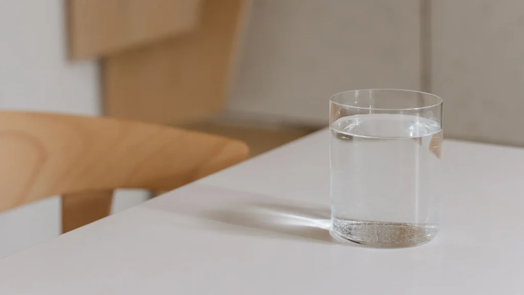 Glass of plain water for liver health and everyday hydration