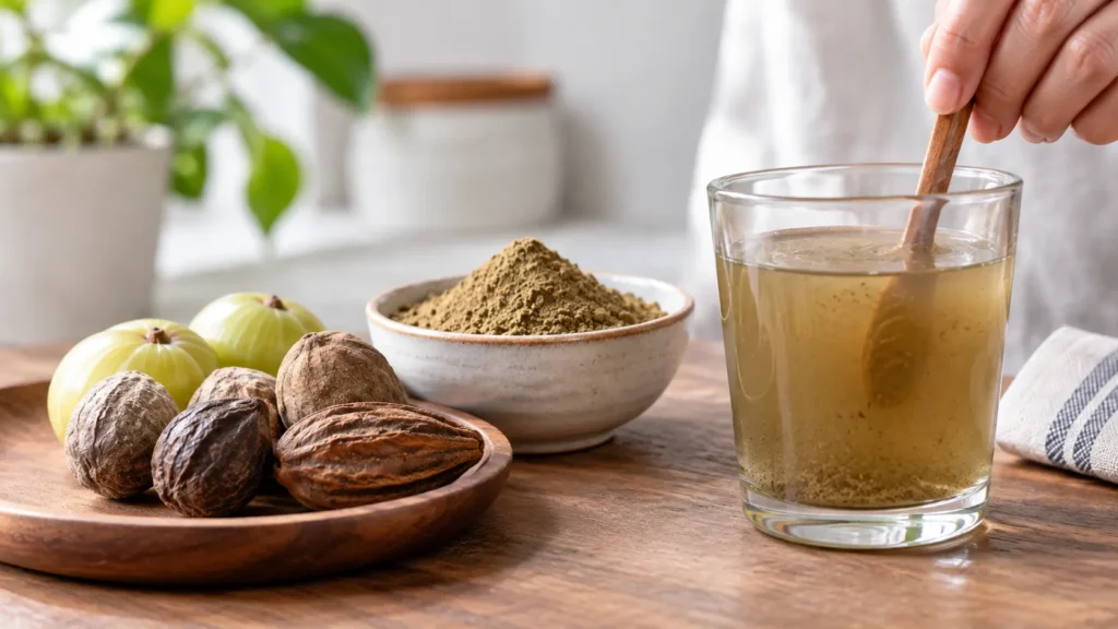 Triphala benefits and how to use Triphala powder mixed with water